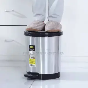 Drum Shaped Pedal Bin - Imitation Stainless Steel