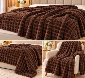 Luxurious Plush Waffle Blanket 200x220cm