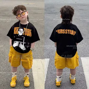 Ingantaccen Kayan Yara Maza - Rigar Sama da Guntun Wando na Yellow