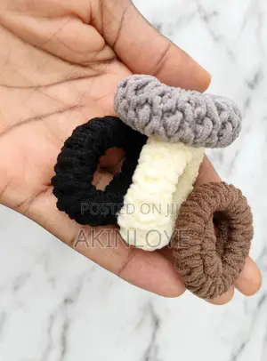Satin Scrunchies Set - Brown & Cream - 2pcs