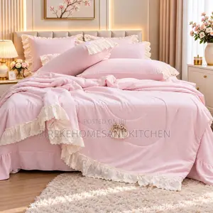 Rosy Dream Lace Bedding Set - Pink