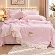Rosy Dream Lace Bedding Set - Pink - 1
