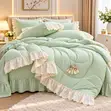 Rosy Dream Lace Bedding Set - Pink - 3