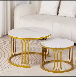 Real Marble Center Table Mai Kafa na Karfe