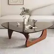 Triangle Glass Coffee Table tare da Wooden Base - 2