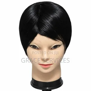 Human Hair Short Fringe Wig - Black