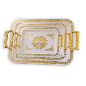 Luxury White & Gold Serving Tray Set