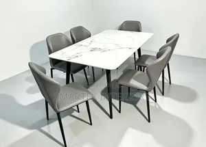 Imported Quality Marble Top Dining Table with 6 Chairs