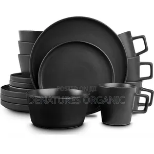 Modern 16-Piece Matte Black Dinnerware Set