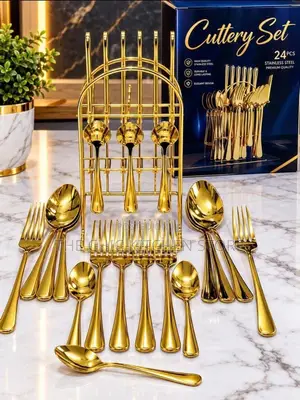 24pcs Gold Cutlery Set - Stainless Steel