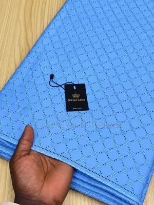 Swiss Lace Dry Lace Navy Blue & Sky Blue - 18k Per Yard