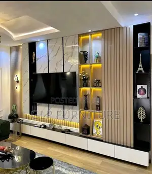HDF High Gloss TV Console Mai Hasken LED