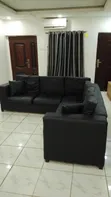 Large L-Shaped Sectional Sofa - Black Leather - 2