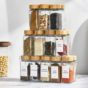 12pcs Spice Glass Container Set with Stickers