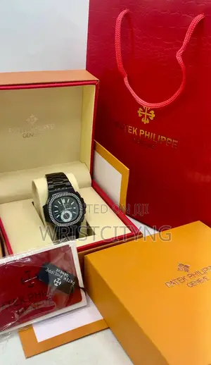 Luxury Patek Philippe Nautilus Style Watch - Duk All Black Diamond Bezel