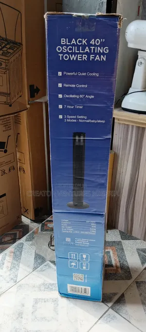 Maxi Tower Fan 40" Mai Juyawa da Remote, 3 Saurin Gudu, 7-Hour Timer