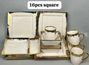 Kayan Abincin Kayan Marmari 16-Piece Fari & Zinare