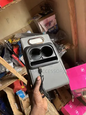 Car Armrest with Cup Holder, Tissue Box, Charger & Roof Light