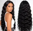 Stylish 26-Inch Black Deep Wave Wig - 2