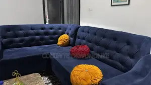 Used Blue Velvet Sofa Chairs (Set of 4)