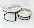Modern 2-in-1 Nesting Center Table - Farar & Grey Marble Sama - 2