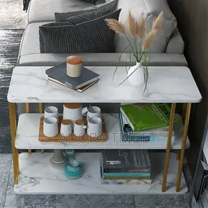 3-Tier Luxury Marble Console Table with Gold Legs