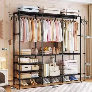 Simple Multifunctional Floor Standing Double Clothes Rack