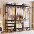 Simple Multifunctional Floor Standing Double Clothes Rack - 1