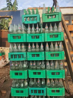 7Up, Pepsi, Coca-Cola, Malt Crates with Empty Bottles