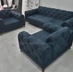 Luxury Navy Blue Tufted Chesterfield Sofa Set (3-1-1)