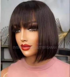 10-Inch Human Hair Fringe Bob Wig