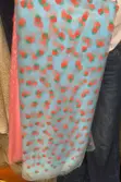 Organdy Fabric - Blue with Red Berries - 1