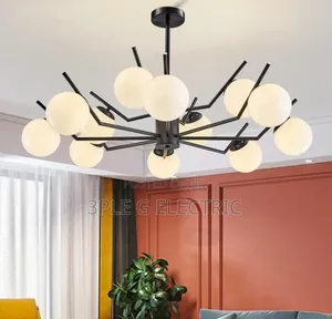12-Light White Glass Chandelier