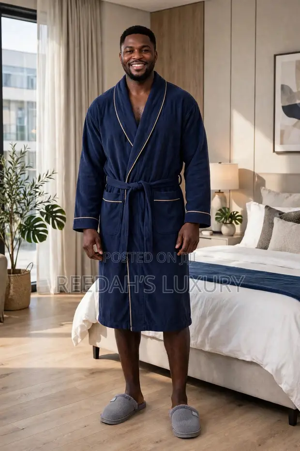 Quality Unisex Long Bathrobe - Shawl Collar - 1
