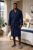 Quality Unisex Long Bathrobe - Shawl Collar - 1