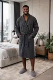 Quality Unisex Long Bathrobe - Shawl Collar - 4