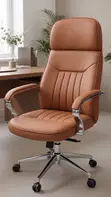 Executive High-Back Ergonomic Office Chair - Brown Leather - 2