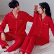 Classic Red Button Down Unisex Pyjamas Set - 1