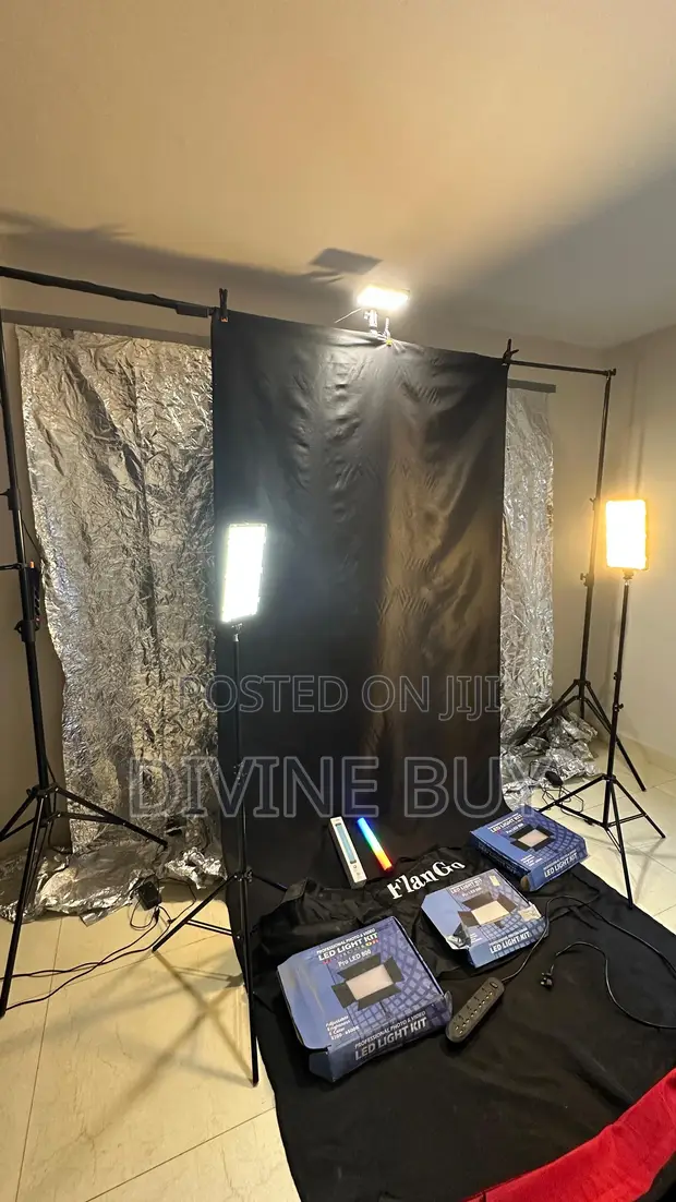 Studio LED Lights, Backdrop Stand, 2x UPS - 1