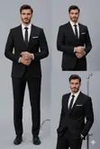 Elitman Men's Formal Suit - Black - 2