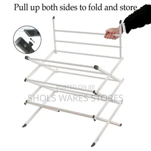 Foldable Telescopic Clothes Drying Rack - Baƙin Karfe