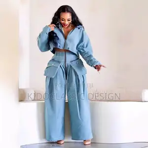 Women's Cargo Jeans Denim Set - Blue
