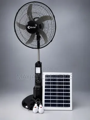 Kartel 18-Inch Rechargeable Solar Standing Fan tare da Panel & 2 Fitilu