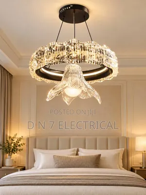 Modern Crystal LED Chandelier - Gold Accents