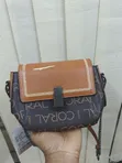 Brown Faux Leather Crossbody Shoulder Bag - 1