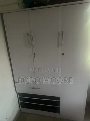 3-Door Wardrobe - White MDF/Chipboard