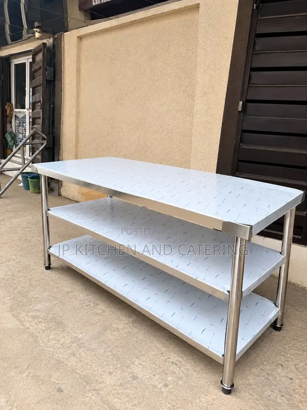 Brand New Stainless Steel Worktable with Two Undershelves - 1