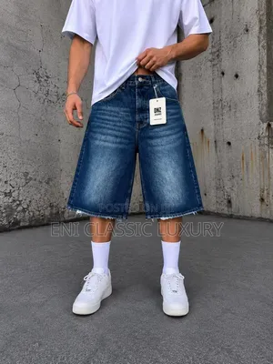 Men's Luxury Turkish Cargo Jeans Shorts - Blue