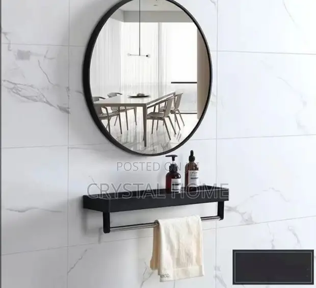 Brand New Mirror with Shelf - Black Aluminum Frame - 1