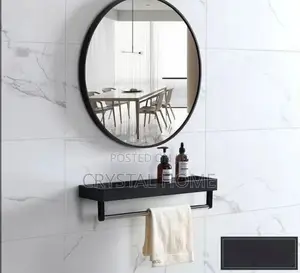 Brand New Mirror with Shelf - Black Aluminum Frame